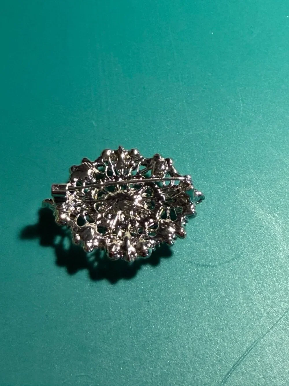 Vintage Style Silver Tone Rhinestone Brooch